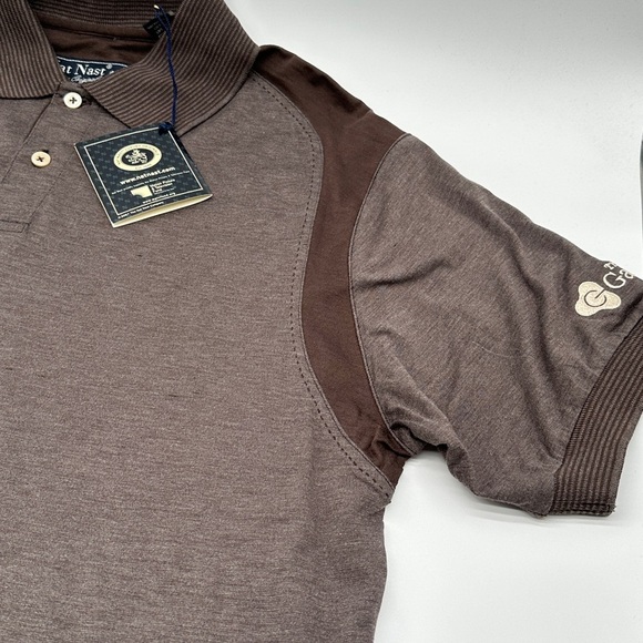 Nat Nast Mens Silk Blend Polo Shirt Brown Short Sleeve Casual Top Medium - Picture 4 of 10
